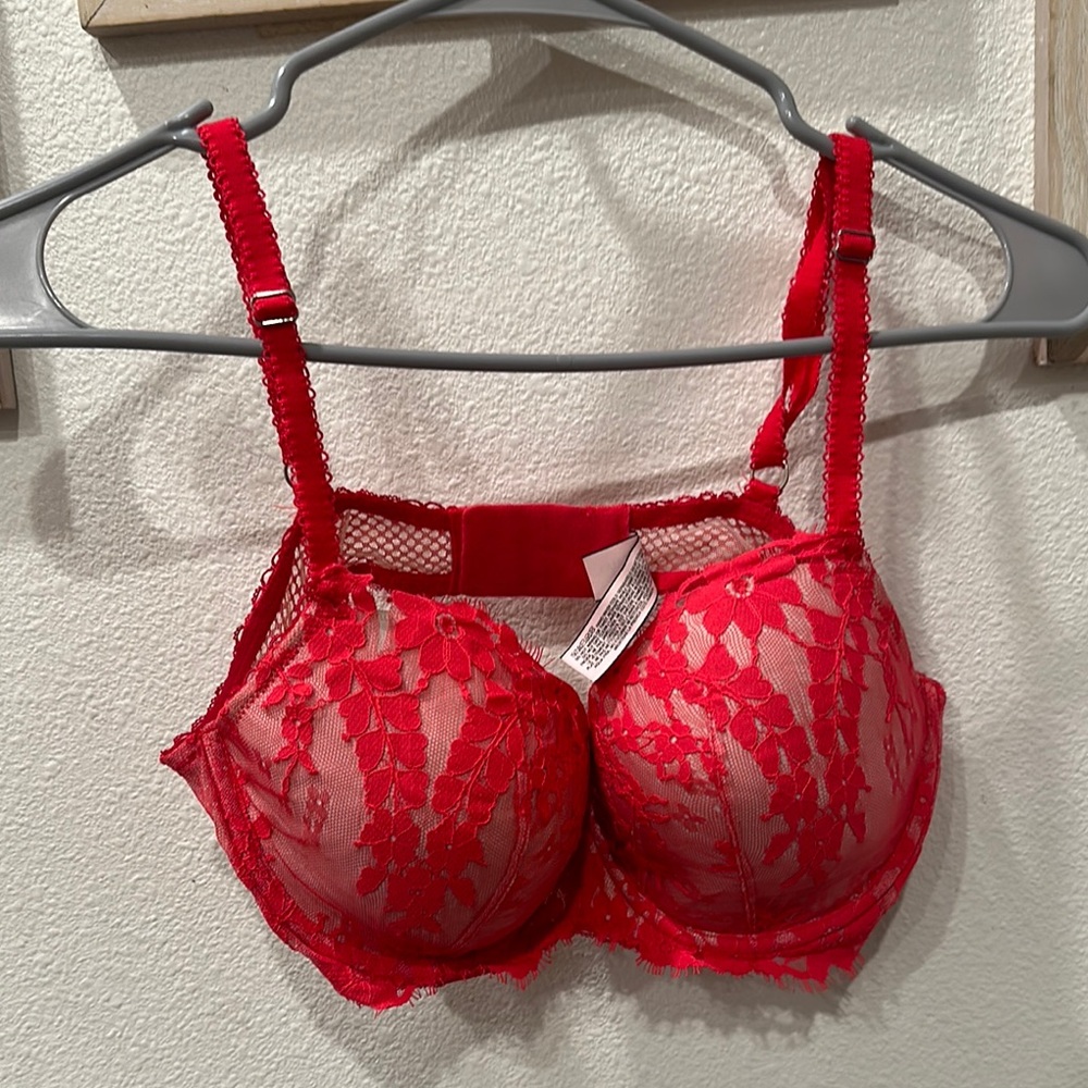 Elegant Red Lace Bra